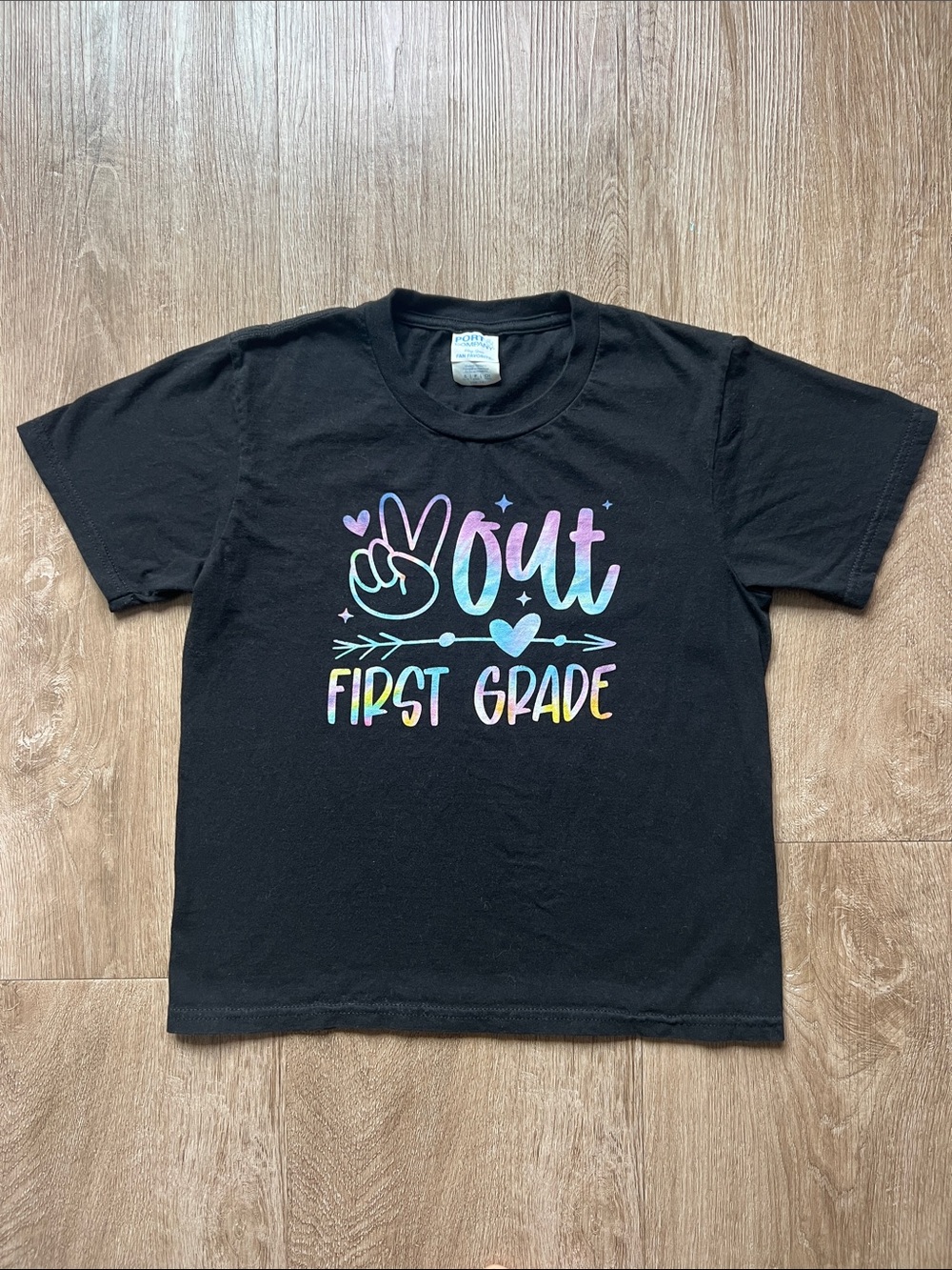 Port & Company Kids' Black Short Sleeve Graphic Tee Size Small (7-8)